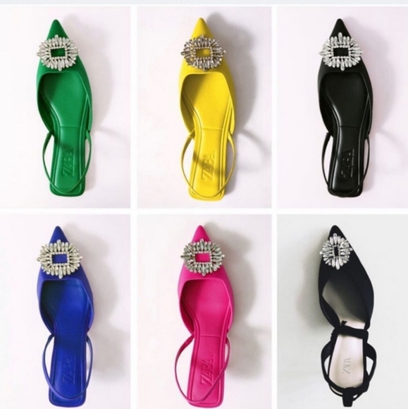 NWT Zara* Rhinestone Slingback Mules Heels - Picture 8 of 9